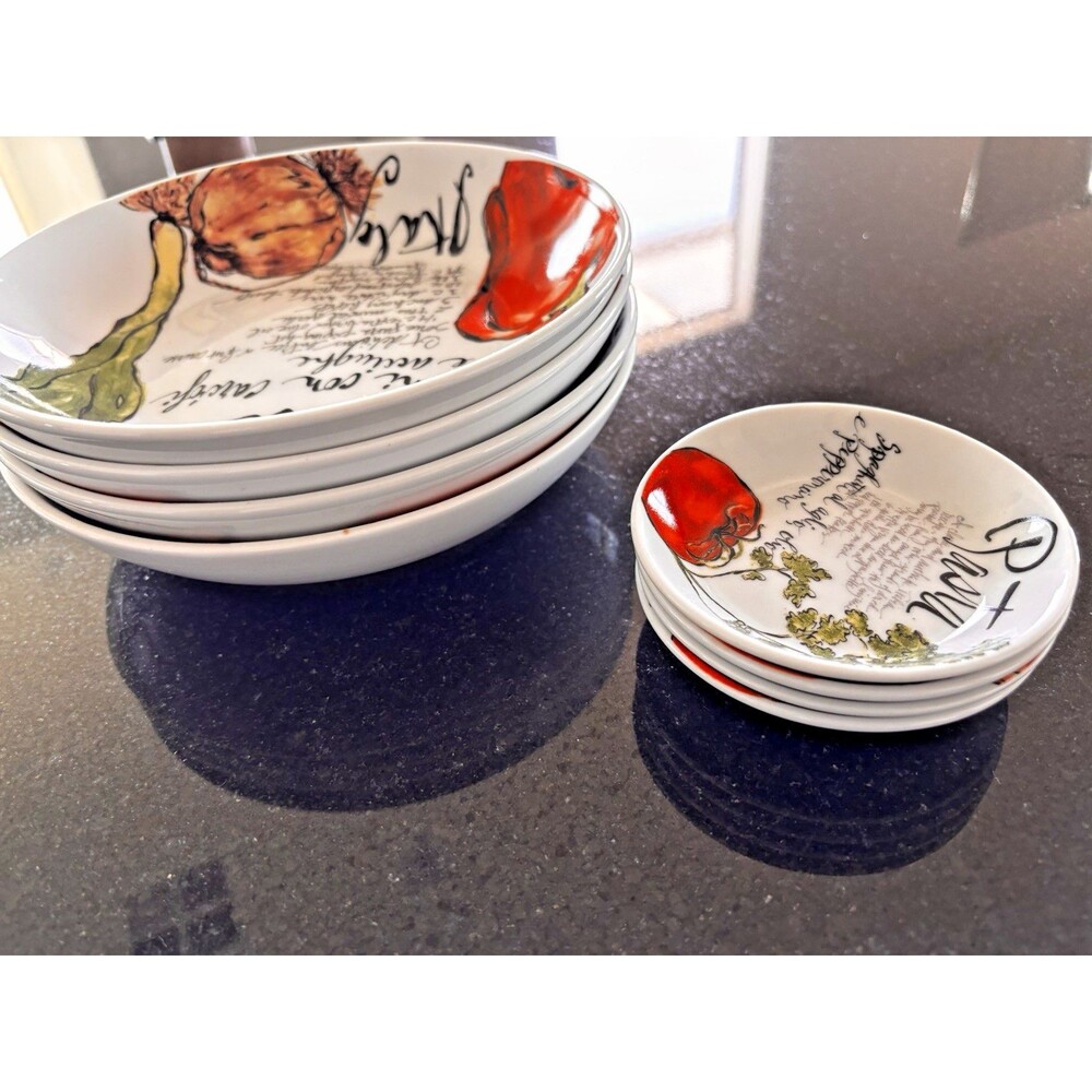 Rosanna Pasta Italiana Porcelain Condiment Servers   + Pasta Bowls (Set of 4)